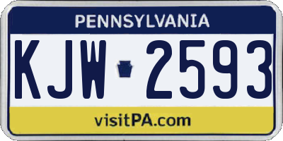 PA license plate KJW2593