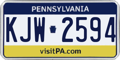 PA license plate KJW2594
