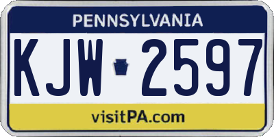 PA license plate KJW2597
