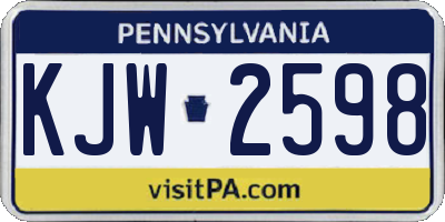 PA license plate KJW2598