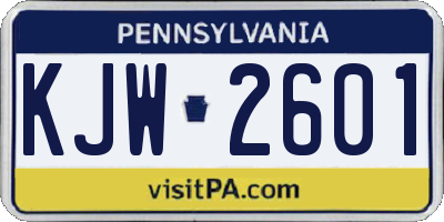 PA license plate KJW2601