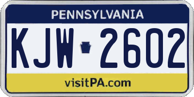PA license plate KJW2602