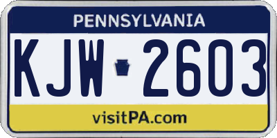 PA license plate KJW2603