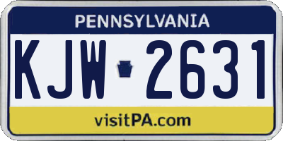 PA license plate KJW2631