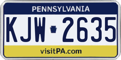 PA license plate KJW2635