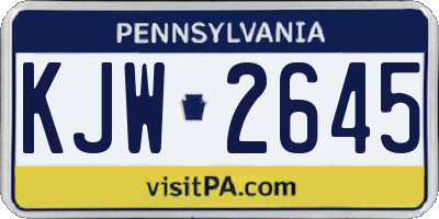 PA license plate KJW2645