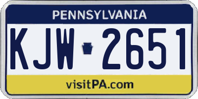 PA license plate KJW2651