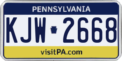 PA license plate KJW2668