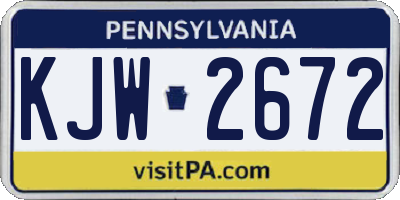 PA license plate KJW2672