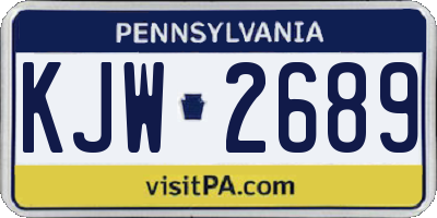 PA license plate KJW2689