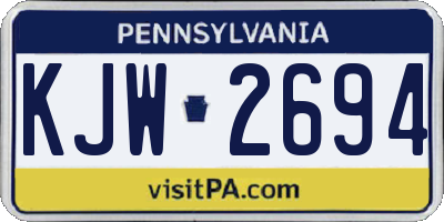 PA license plate KJW2694