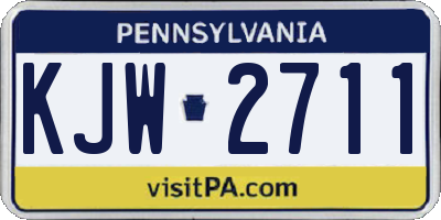 PA license plate KJW2711