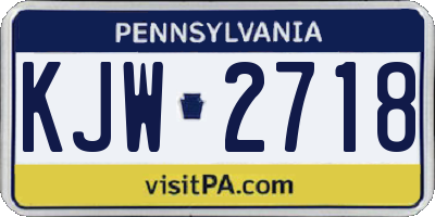 PA license plate KJW2718