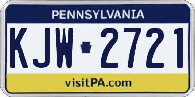 PA license plate KJW2721