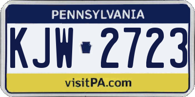 PA license plate KJW2723