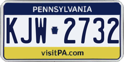 PA license plate KJW2732