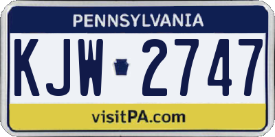 PA license plate KJW2747