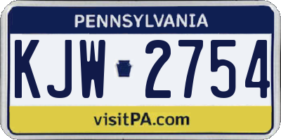 PA license plate KJW2754