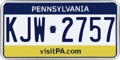 PA license plate KJW2757