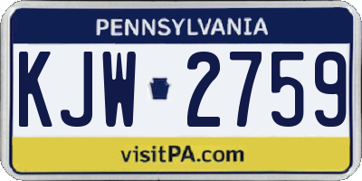 PA license plate KJW2759