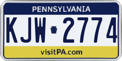 PA license plate KJW2774