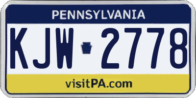 PA license plate KJW2778