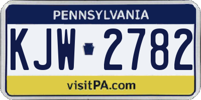 PA license plate KJW2782