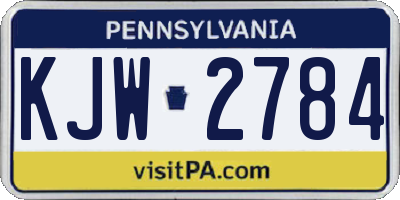 PA license plate KJW2784