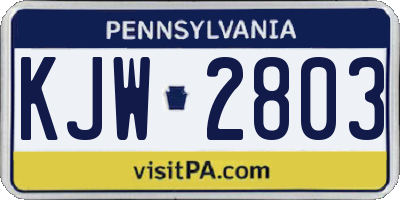 PA license plate KJW2803