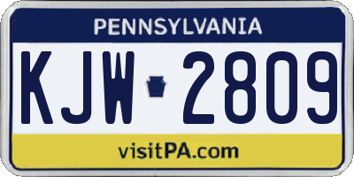 PA license plate KJW2809