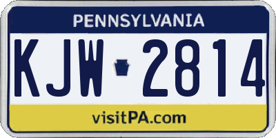 PA license plate KJW2814