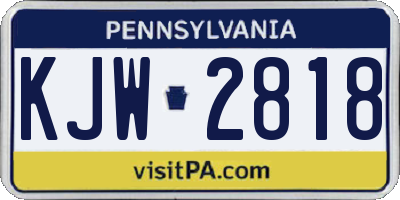 PA license plate KJW2818