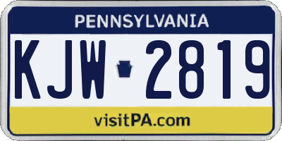 PA license plate KJW2819