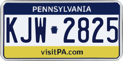 PA license plate KJW2825