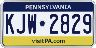 PA license plate KJW2829