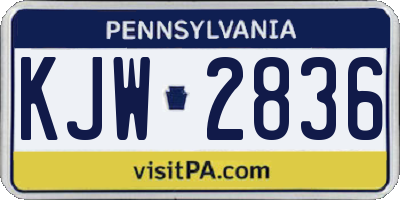 PA license plate KJW2836