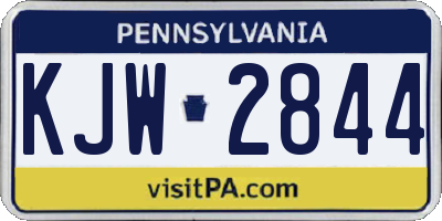 PA license plate KJW2844