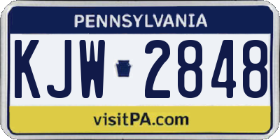 PA license plate KJW2848