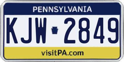 PA license plate KJW2849