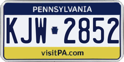 PA license plate KJW2852