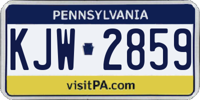 PA license plate KJW2859