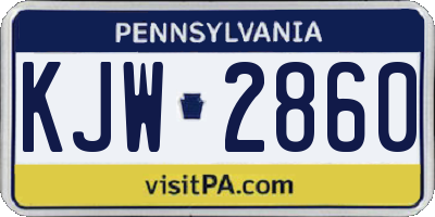 PA license plate KJW2860