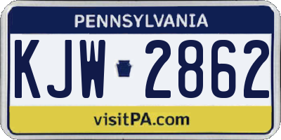 PA license plate KJW2862