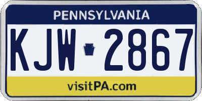 PA license plate KJW2867