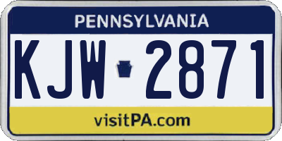PA license plate KJW2871