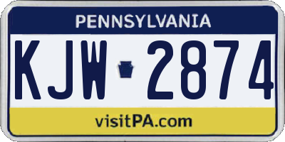 PA license plate KJW2874