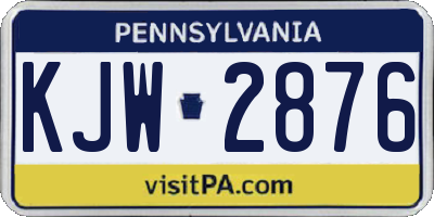 PA license plate KJW2876