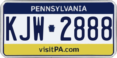PA license plate KJW2888