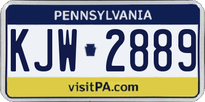 PA license plate KJW2889