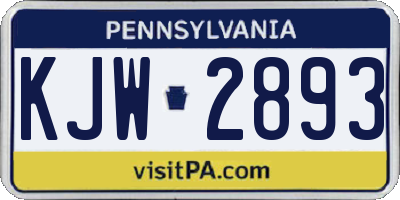 PA license plate KJW2893
